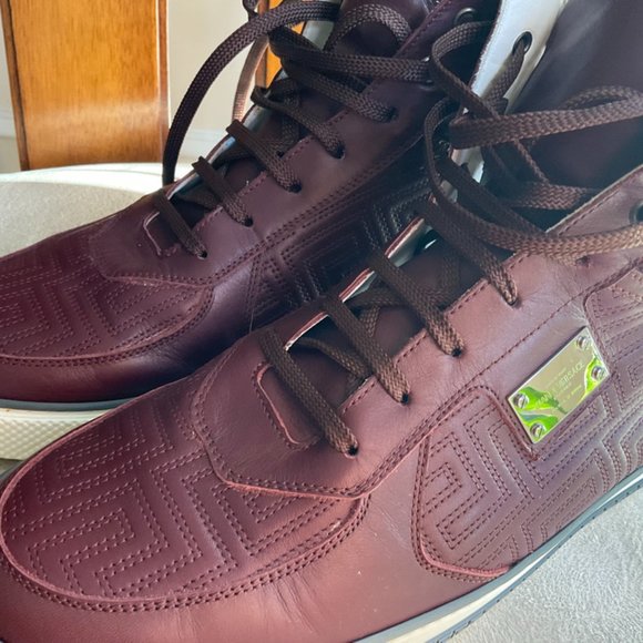 Versace Men Mixed-Leather High-Top Sneaker